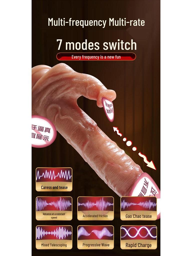 Long Love Silicone Phallus Automatic Stroking Machine: Soft Flesh Female Masturbator