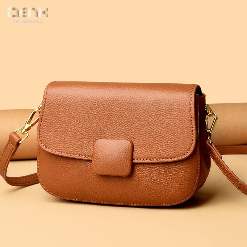 Genuine Leather Women's Bag Fashionable and Versatile Single-shoulder Crossbody Bag Cowhide Small Square Bag