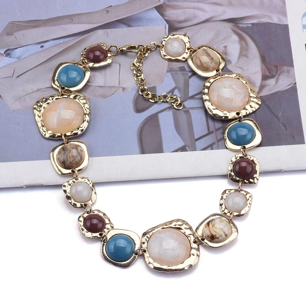 Trendy And Elegant Geometric Metal Stone Chain Hand