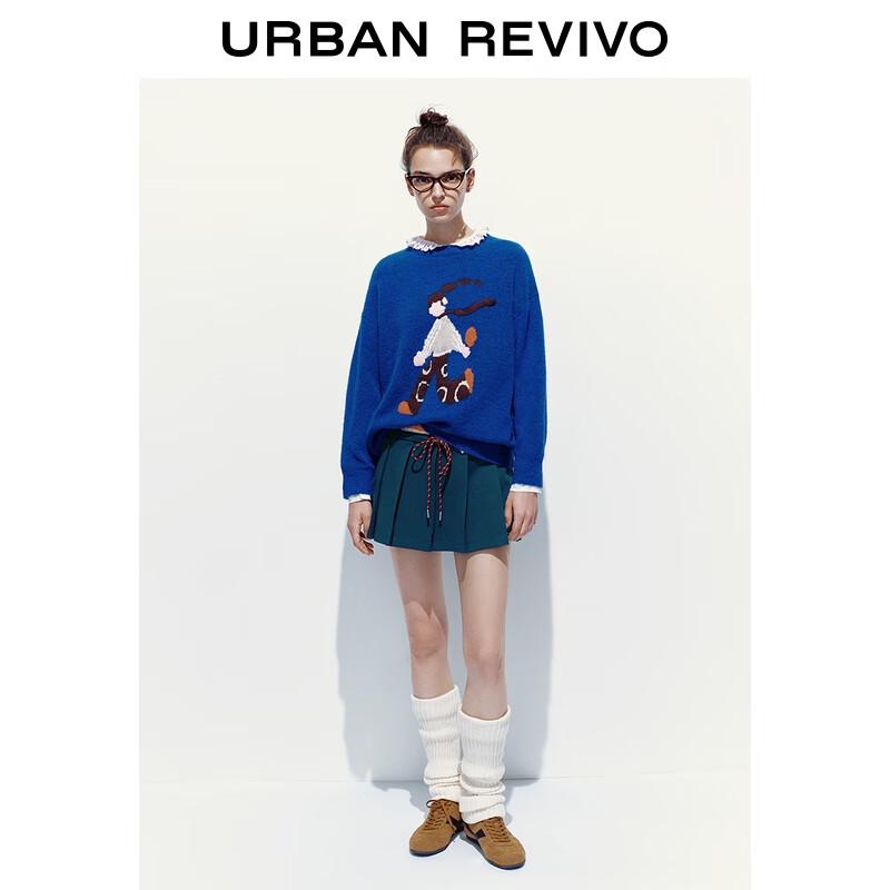 UR Damen Verspielter Jacquard Color-Block Strickpullover