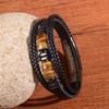 Tiger Eye Stone Bracelet Multi-layer Adjustable Rope Leather Bracelet Magnetic Clasp Men's Jewelry