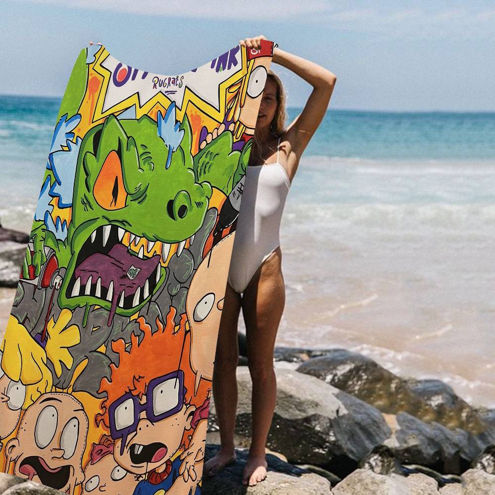 Cartoon R-Rugrat Anime Beach Swimming Towel Soft Absorbent Washcloth Children's Gifts for Kids Travel Camping Gym