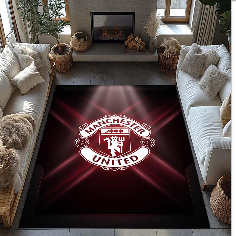 Manchester United FC Soccer Football Pattern Soft Area Rug Non Slip Indoor Floor Carpet Sports Decor Mat for Bedroom