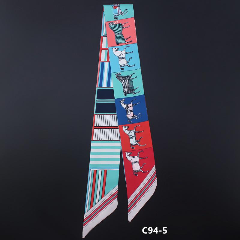 Maige 2018 Silk Scarf: European & American Style, Horse Design, Women's Bag Handle, Ribbon Headband