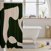 1pc Dark Green and Dark Tan Shower Curtain 72"x72" Geometry Modern Bathroom Shower Curtain Set Neutral Art Bath Curtain