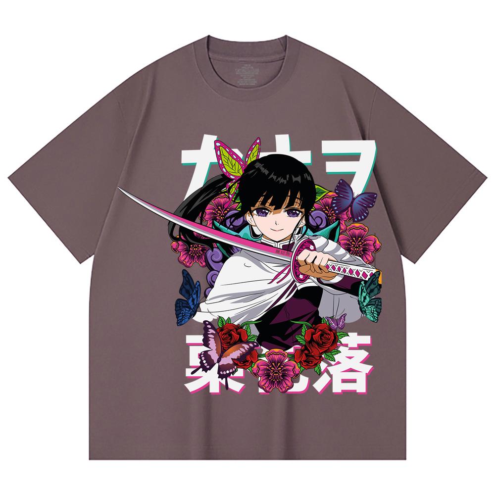 230 Gsm 100% Cotton Demon Slayer V99 Kanao Print Unisex Heavy Cotton T Shirt