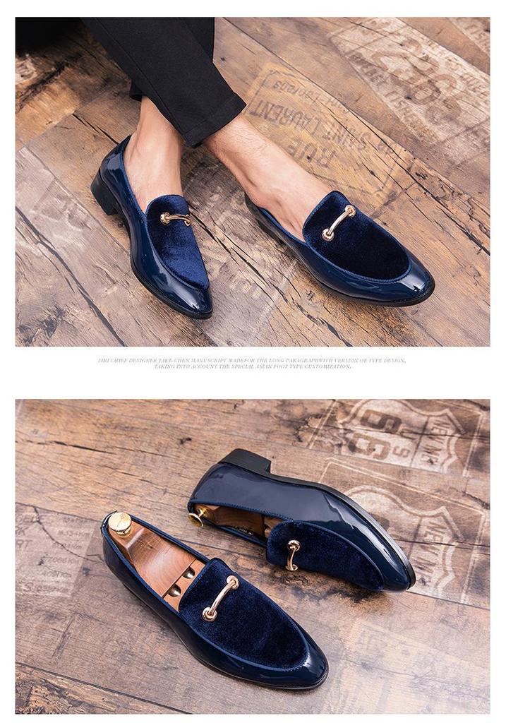 Men's Large Suede Pointed Toe Leather Loafers - British Style Formal/Casual Slip-ons