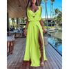 BITCED Women's Fashion Summer Spring Solid Color Print Sleeveless V-Neck Casual Dresses