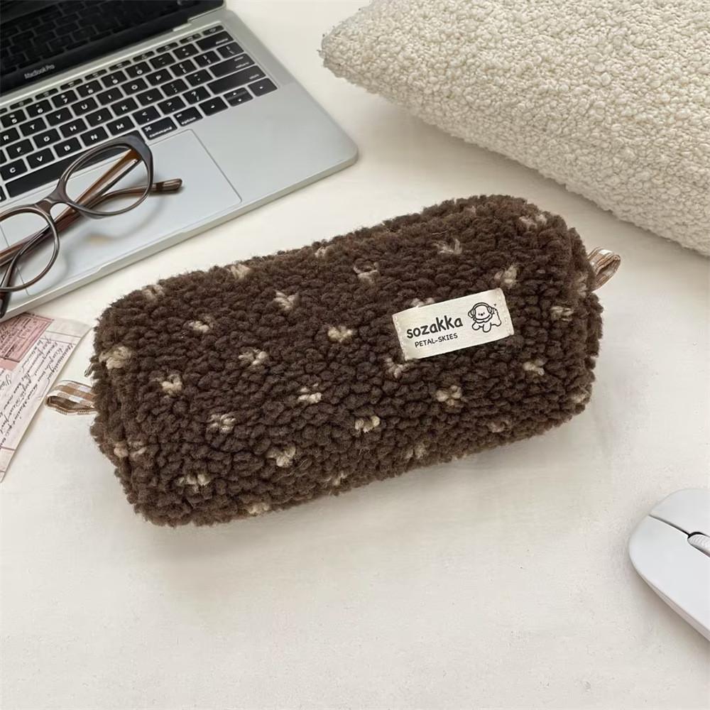 Plush Heart Pencil Case For Students With Large Capacity Storage Bag For School Supplies