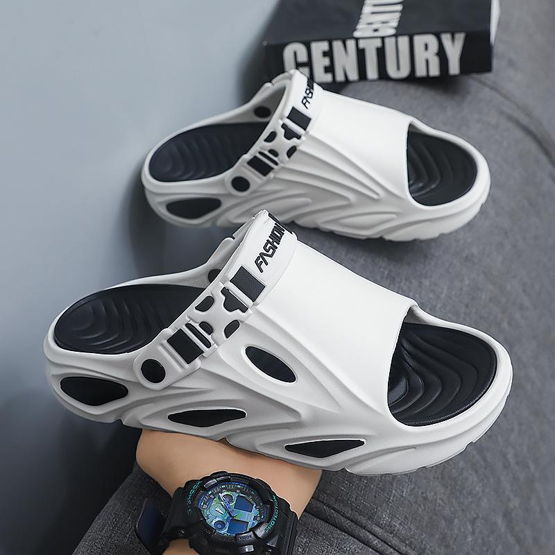 Men's Summer Slippers: Thick Sole, Non-Slip, One-Strap High-End Sandals for Home, Sports, Beach, and Water.