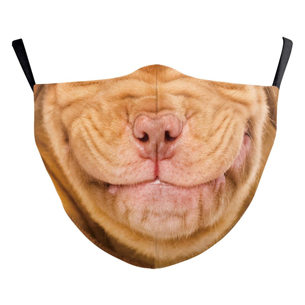 Animal Puppy Funny Mouth Anti-Haze Dustproof Adult Digital Print Protective Mask