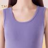 Colete térmico feminino de inverno, sem costura, veludo, trava rápida de temperatura, gola redonda, ajuste fino, elástico, sem mangas, roupa interna, parte inferior, regata
