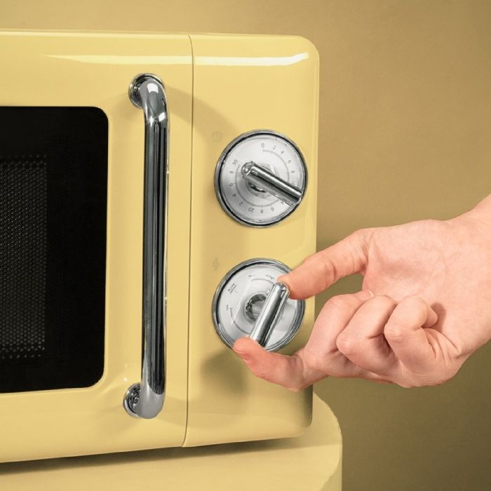 Cecotec micro-ondes mécanique de 20 l proclean 3010 retro jaune: 700 w 6 niveaux minuterie mode décongélation