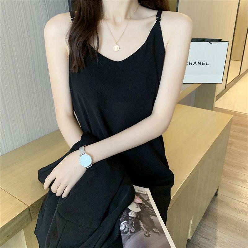 Women's Spring Summer New Small Flavor Base Sling Skirt Elastic Waist Chiffon Straight Skirt