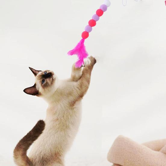 Katze Teaser Spielzeug Mini Ball lindern Langeweile interaktives Spielzeug Kätzchen Plüsch Stick Spielzeug
