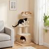 Cat Tree Modern Design Woven Style with Scratching Post 4 Levels Cattail Nest Perch In Jute 87 Cm Beige