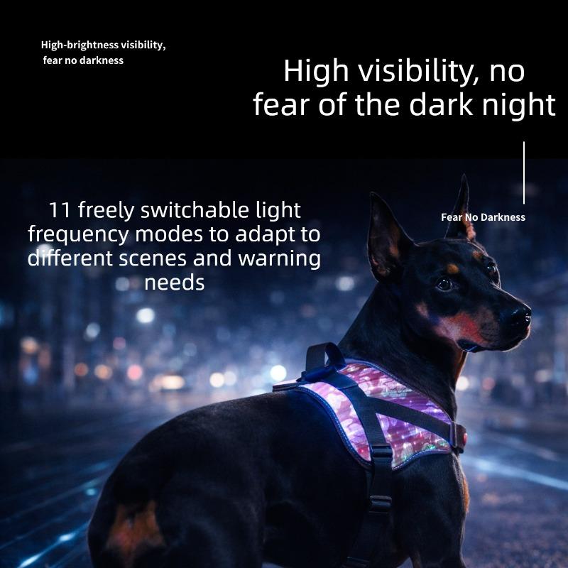 Luminous Pet Chest Harness Night Outings Walking Dog Harness Designer Luxury S/M/L/XL/XXL Dogs Harnesses Breathable Adjustable
