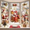 Holiday Glass Clings Christmas Window Clings, Cute Snowman Santa Penguin Reindeer Stickers for Home Decoration Glass, Reusable Static PVC Decal Party