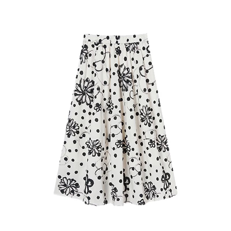 Women s Retro Cotton Floral A-Line Skirt S