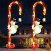 Snowman Candy Cane Ground Light Solar Powered Holiday Decoration Garden Yard