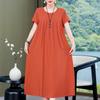 Abiti eleganti taglie forti per donna Abito lungo vintage a maniche corte allentato casual