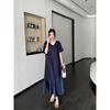 DIMANAF 2026 Summer New Plus Size Women V-Neck Short Sleeve Solid Maxi Long Dress Shirt Dress Lady Fashion