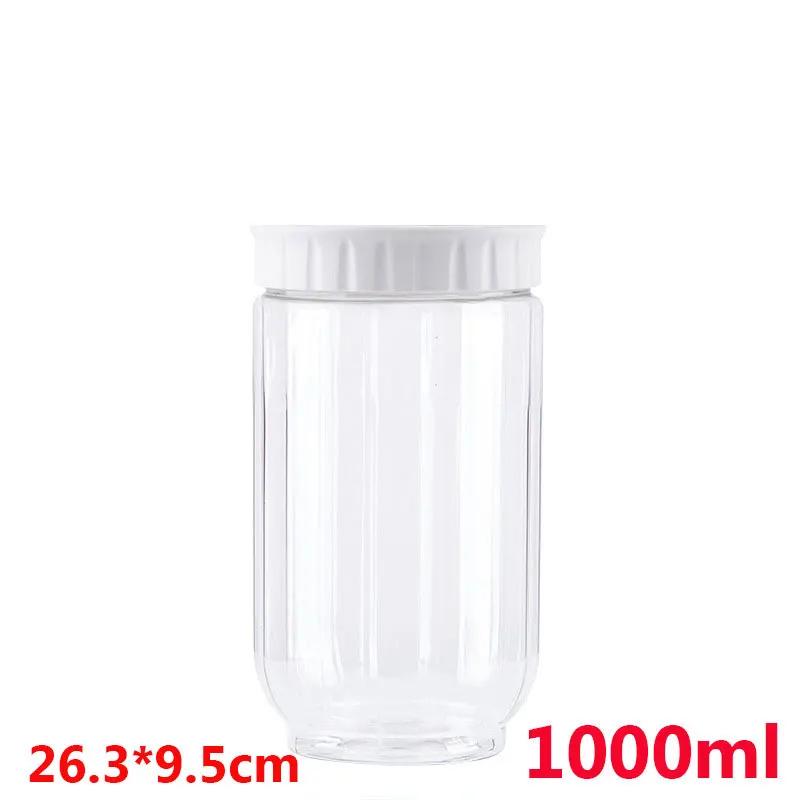 Kitchen Storage Box Jar Cup Sealing Food Preservation Plastic Bottles Fresh Transparent Grain Bean Rice Sealed Storage Container
