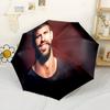 Man Stylish Haircut Beard. Automatic Umbrella Compact 8-Rib Design Lightweight Travel Essential Fashionable