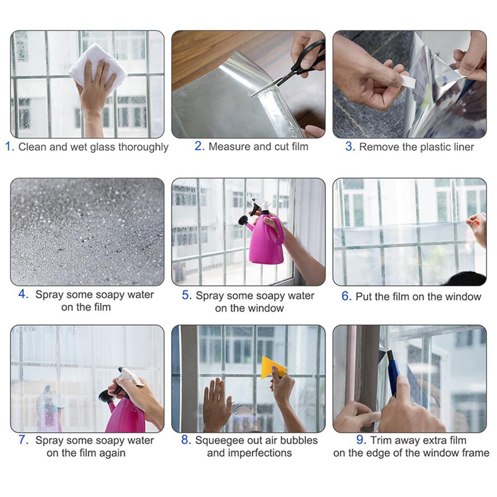 50x500cm Window Privacy Film Office Home Balcony One Way UV Blocking Static Cling Glass Film