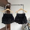 White A-Line High Waist Lace Splicing Puffy Short Skirt - Autumn & Winter Collection