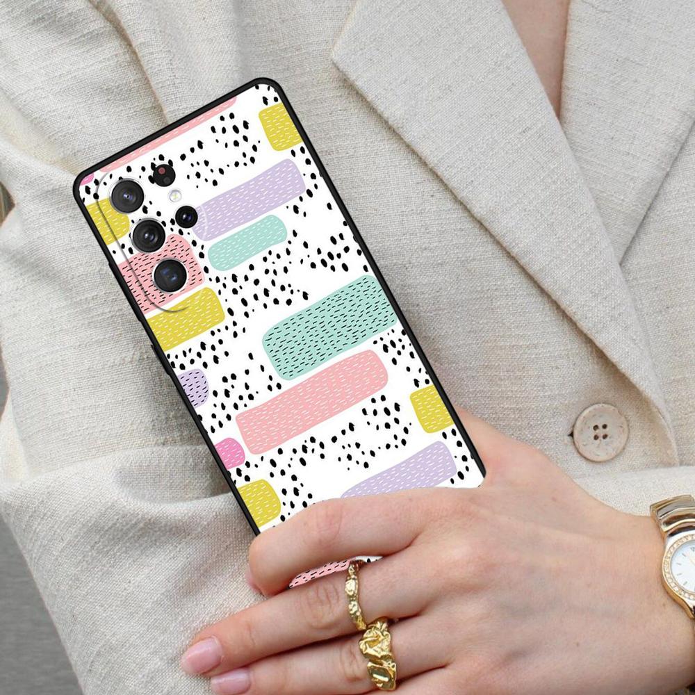 Polka Dots Lines Abstract Art Cell Phone Case for Samsung Galaxy S26 Ultra S25 S24 S23 S22 S21 S20 Note10 Cover