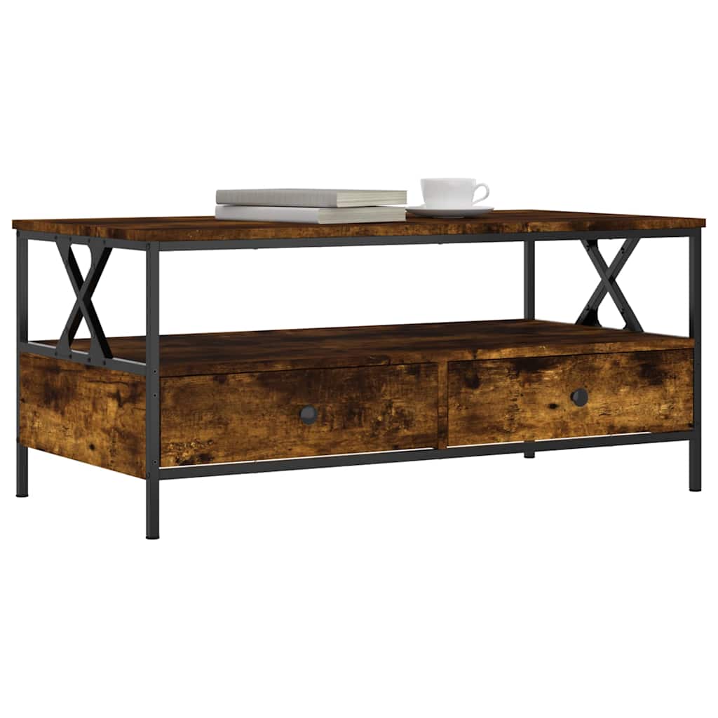 Coffee Table Smoked Oak 100x51x45 cm Wood Based Material