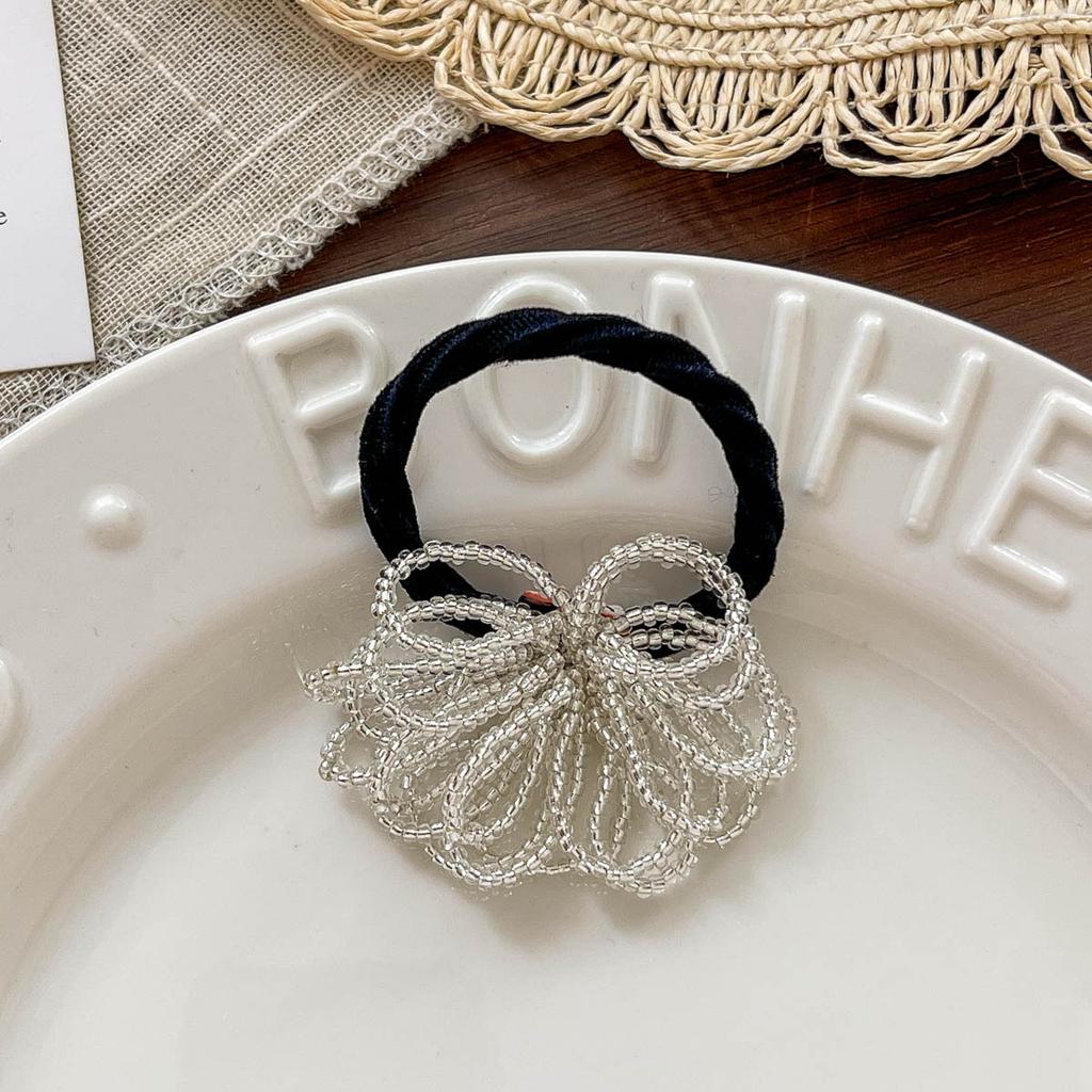 Colorful Beaded Flower Hair Rope Tie Children's Elastic Hair Band Sequins Ponytail Holder Rubber Band Baby Girl Hair Accessories