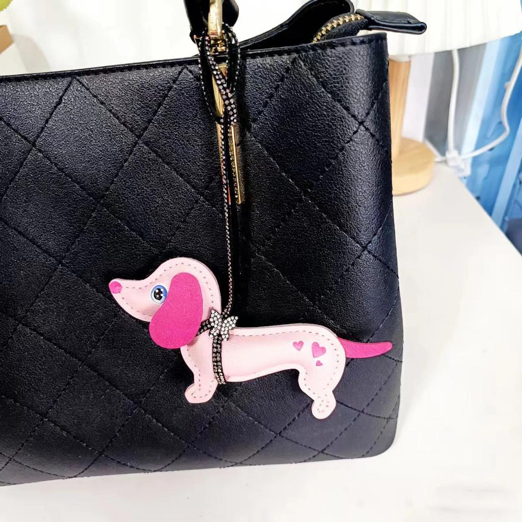 Dachshund Dog Keychain Fashion Pu Leather Dog Keychains For Women Bag Pendant Jewelry