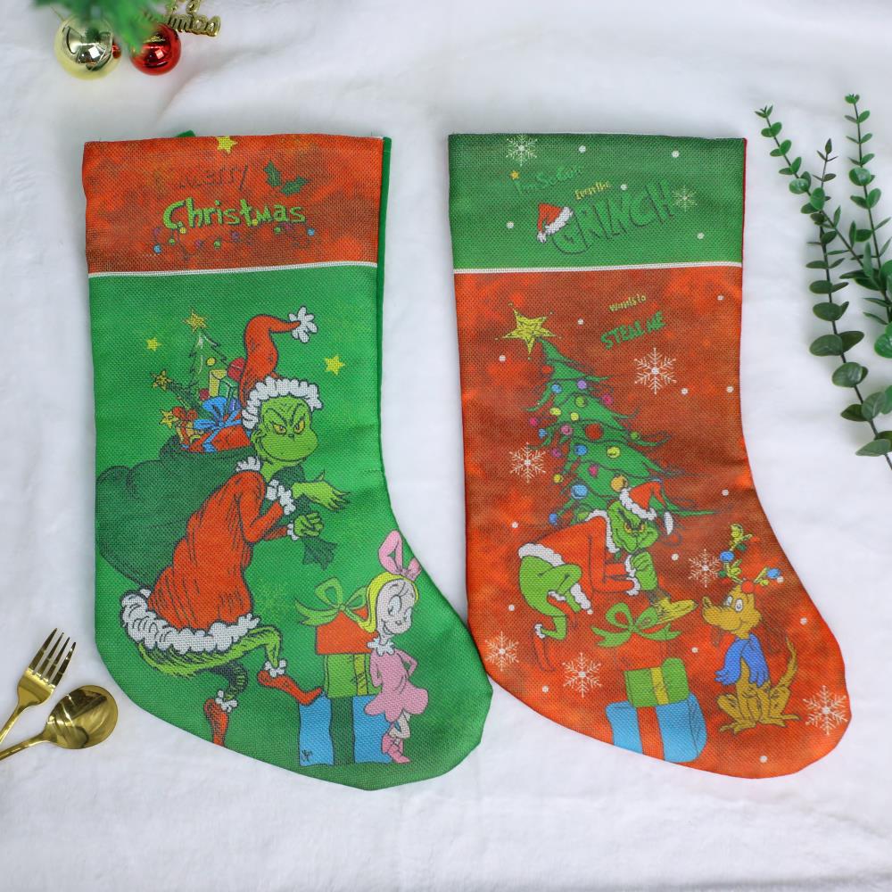 Christmas Stocking,Large Green Christmas Stockings Christmas Decorations For Family Holiday Party Decor