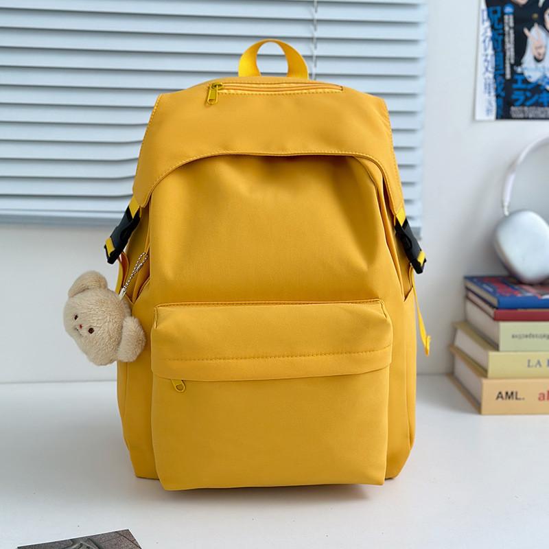 Городской минималистичный нейлоновый школьный рюкзак с лямками с воздушной подушкой для учеников средней школы жёлтый