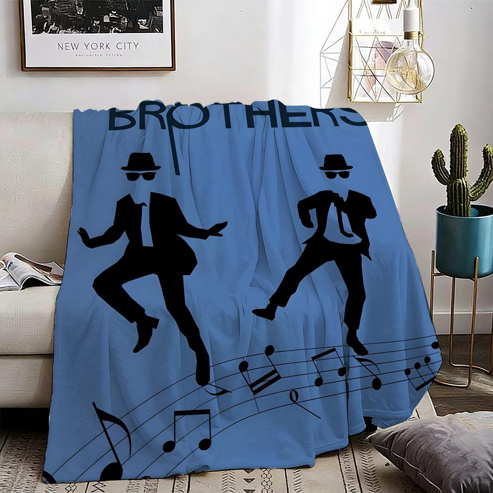 1980s Classic Retro Movie The Blues Brothers Throw Lightweight 240g Flannel Blanket Soft Skin-friendly for Summer Cooling 75X95CM