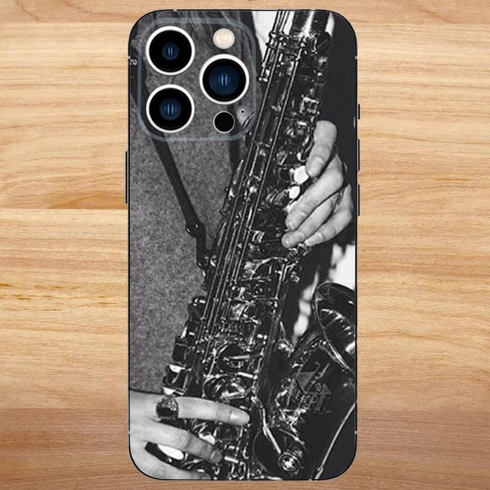 Saxophone Music Phone Case For iPhone 16,15,14,13,12,11,Mini,Pro,SE,MAX White Matte Shockproof Cover
