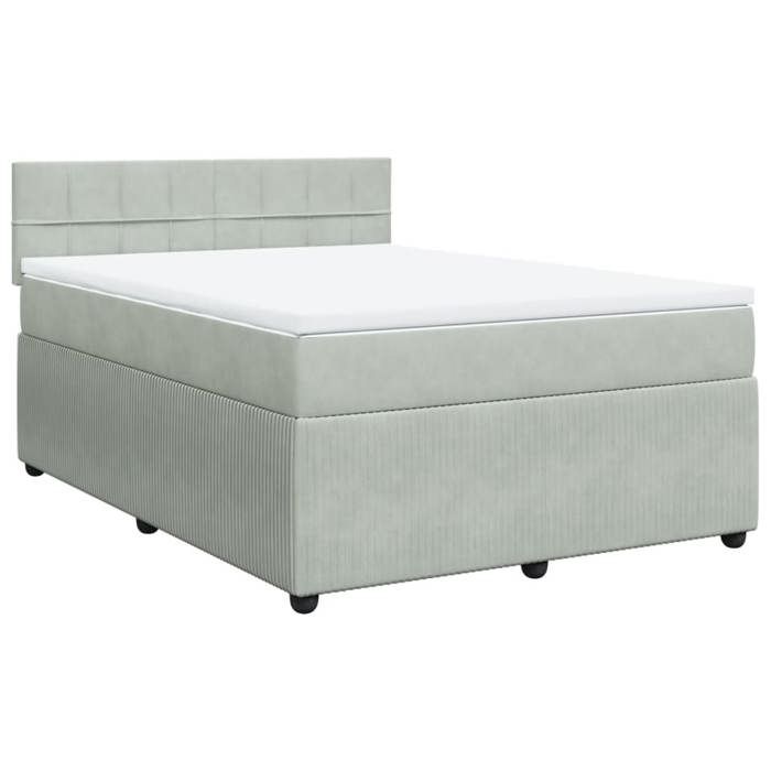 VidaXL Sommier à lattes de lit et matelas Gris clair 160x200cm Velours 3287782