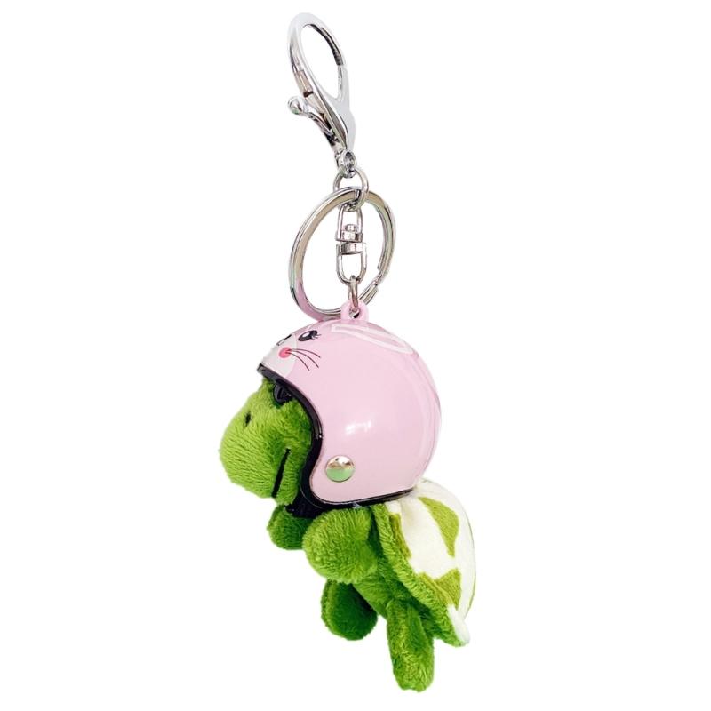 Fashion Lovely Plush Helmet Turtle Keyholder Cute Animal Keychain Bag Charm Pendant Toy Car Keyring Jewelry Party Gift