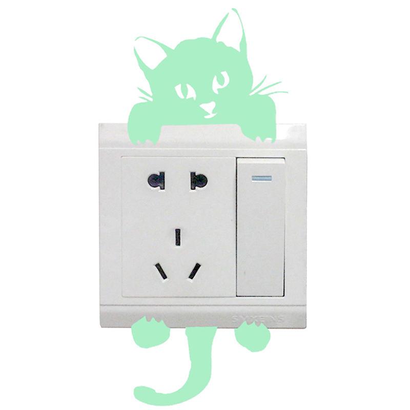 Katze Schalter Wandaufkleber Glühen im Dunkeln abnehmbare Kunst Home Zimmer Diy Dekor