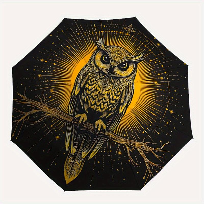 

1pc Mystic Owl Automatic Open/close Folding Umbrella, Compact Portable Travel Umbrella,Durable Construction yy250814182