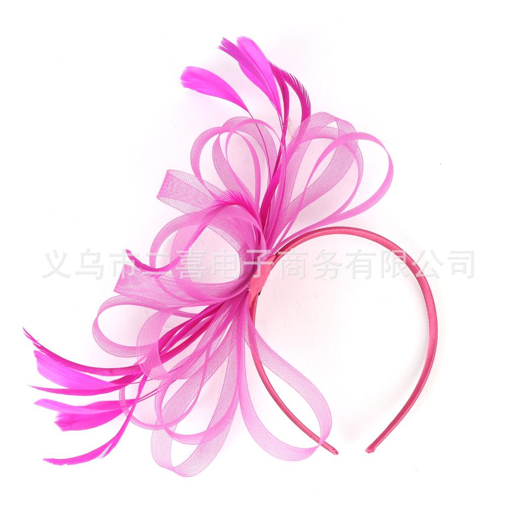 Popular Bridal Mesh Headgear Photo Bow Hair Accessories Jockey Club Feather Hairpin Head Flower