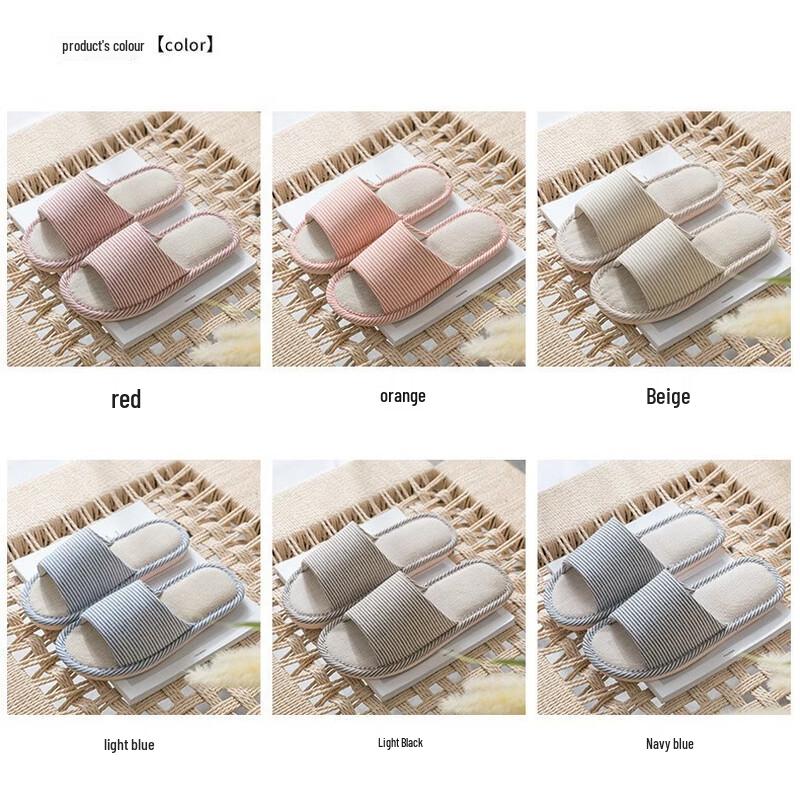 Striped Linen House Slippers