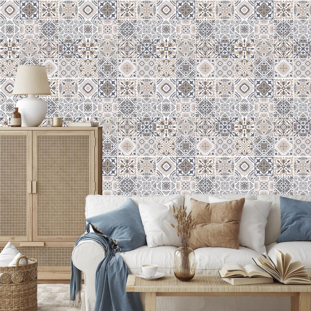 Abstract Mosaic Wallpaper In Pastel Colors for Living Room and Bedroom 50x1000