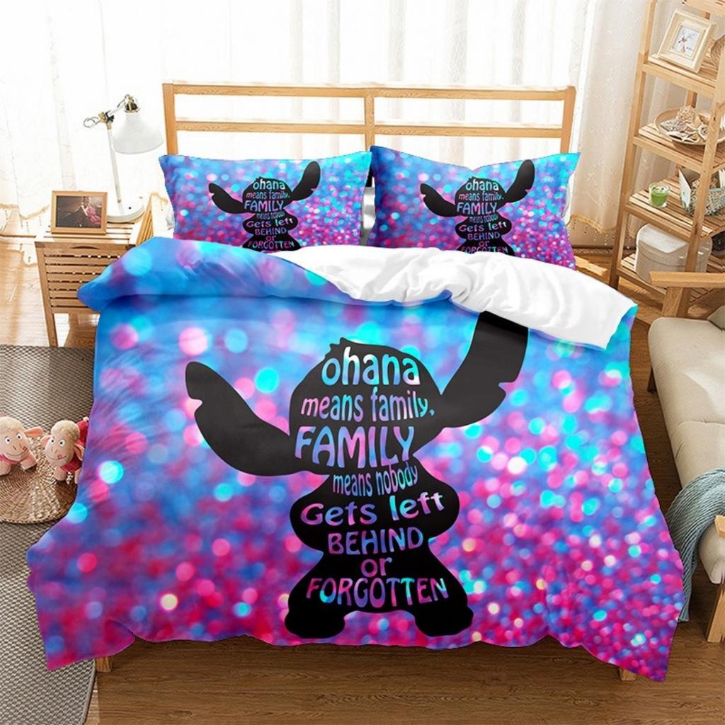 Hot Sale 3D Cool Stitch Cute Anime Kids Duvet Cover Sets Cartoon Bedding Set Children Room Bed Pillow Case for Teens Gifts