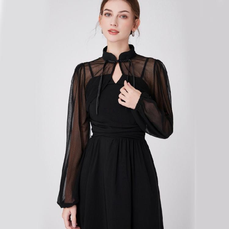 Long Sleeve Shawl Collar for Women Breathable Tulle for Camisole Dress
