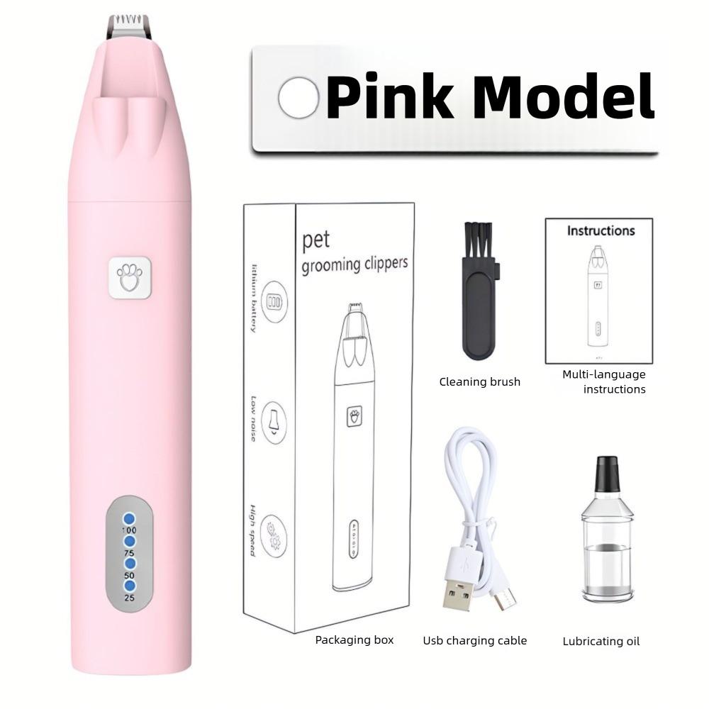 

Акумуляторний тример для шерсті собак зі світлодіодним підсвічуванням, тример для шерсті лап домашніх тварин для догляду за лапами собак і нігтями котів рожевий