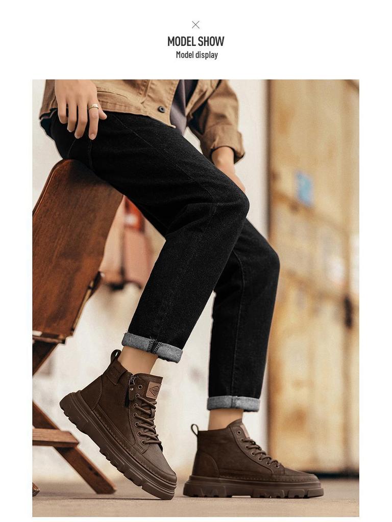 Men's Retro High-Top Work Boots: 2025 Autumn/Winter Thick-Soled Casual Martin Boots