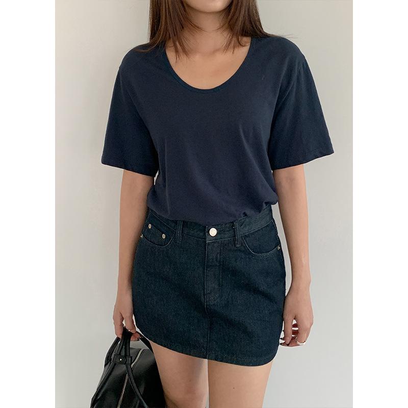 CLEAN SPACE Cotton Washed Denim Mini Skirt, Mid-Waist A-Line Skirt 2025, Style 53357